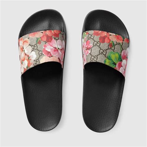 fake floral gucci slides|gucci gg blooms slides.